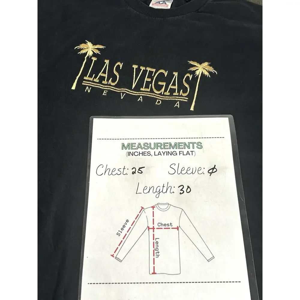 Vintage Las Vegas Nevada T Shirt Black With Gold Embroidery Destination USA 2XL